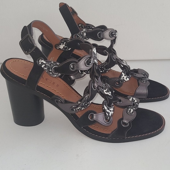 NWOB Coach Link Mid Heel Sandals in Suede Exotic 8.5 last one - Picture 1 of 10